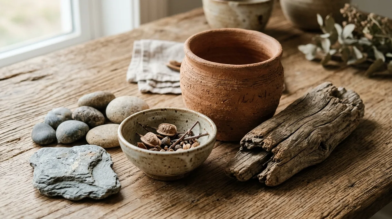 Rely on natural materials for depth inspiration for a Japandi home interior.